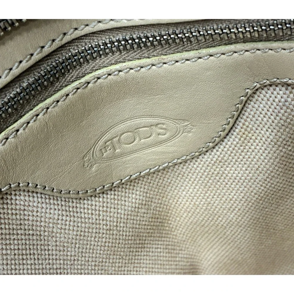 J.E. Tods Beige Leather Top Handle Tote Bag Made in Italy *See Photos*